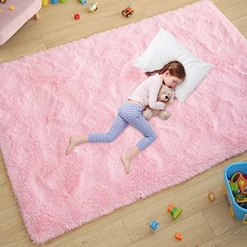 【中古】【インポート品・未当て嵌める】ふわふわでパステル色の子供部屋の引っ敷き 乳呑み子お座敷のかざり付ける、上滑り御仕舞い 大きなビロード毛のシャギーファーエリアラグ、今めかしい 屋内 介護ホーム リビングお座敷 カーペット・ラグ-子供部屋用インテリア・寝具・収納