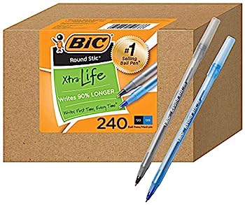 【中古】【輸入品・未使用】BiC PENS large bulk pack of 240 ink pens, Bic Round Stic Xtra Life Ballpoint Pens Medium point 1.0 mm, 120 black pens \u0026 120 Blue pens i