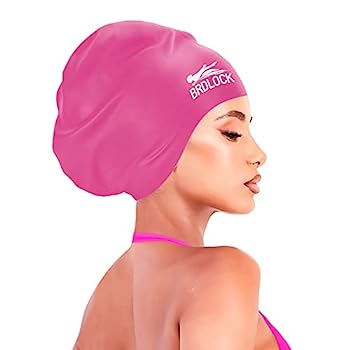 【中古】【インポート品・未当て嵌める】BRDLOCK 特大スイムキャップ ロングヘアブレイド ド赤いこと鍵を掛ける 雨合羽ケイ素樹脂水浴び鳥打ち帽 水泳-スポーツ・アウトドア