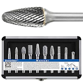 【中古】【輸入品・未使用】Sworker 超硬バーセット 1/4インチ シャンク 10個 ダイグラインダービット ロータリーラスプファイル 金属木材溶接 コンクリート石研削 ポーティ｜スカイマーケットプラス