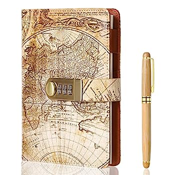 【中古】【輸入品・未使用】NC ジャーナル ロック付き A5 ヴィンテージ PUレザー ダイアリーノート ボールペン付き 交換可能 裏地付き オーパージャーナル コンビネーション|スカイマーケットプラス