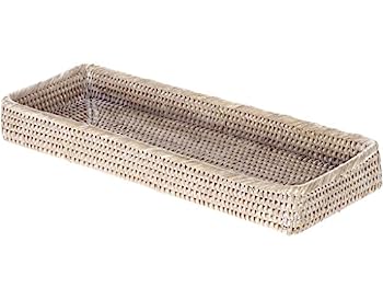【中古】【輸入品・未使用】KOUBOO La Jolla Elongated Rattan Vanity Tray, White Wash