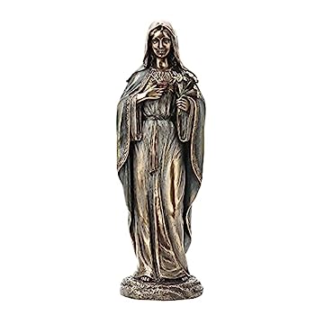 【中古】【輸入品・未使用】Veronese Design 高さ8 1/8インチ マリアの真っ白な心 コールドキャストブロンズ樹脂彫刻 宗教的な置物 スピリチュアルコレクティブル