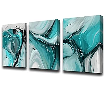 【中古】【輸入品・未使用】キャンバス絵画 抽象的なウォールアート ティールウォールアート リビングルームキャンバスウォールアート ベッドルームウォールアート バスルー