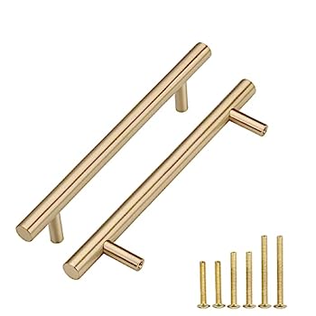 【中古】【輸入品・未使用】LAIGOO 10個パック ソリッド真鍮キャビネットプル つや消しゴールド 穴の中心5インチ 長さ7インチ モダンな引き出しプル キッチンキャビネットハ