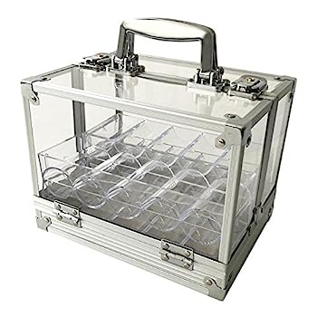 【中古】【輸入品・未使用】600チップクリアアクリルPoker Chipロックcarrier-includes 6チップラックby YH Poker｜スカイマーケットプラス