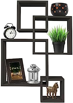 【中古】【輸入品・未使用】Greenco 装飾用 交差型キューブ4個 壁取り付けフローティングシェルフ- ホワイト仕上げ ブラウン GRC50350
