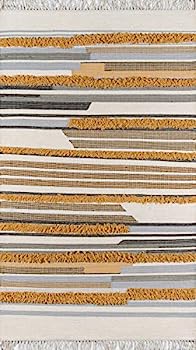 【中古】【輸入品・未使用】Novogratz Indio IND-6 Mustard Feliz 2' X 3'