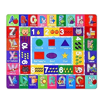 【中古】【輸入品・未使用】Partykindom 子供用プレイマットプレイマット 滑り止めデザイン プレイタイムコレクション ABC 数字/形状/動物教育エリアラグ 子供/寝室/プレイ