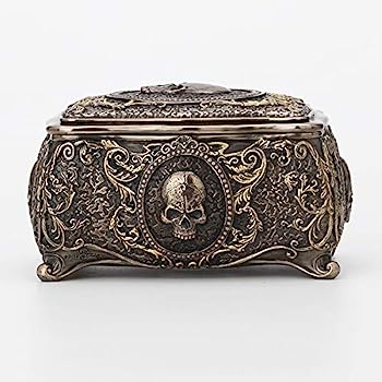 【中古】【輸入品・未使用】Veronese Design 3 1/8インチ スカルブローチ ビクトリア朝 トリンケットボックス コールドキャスト 樹脂 ブロンズ仕上げ 像 ホームデコレーショ