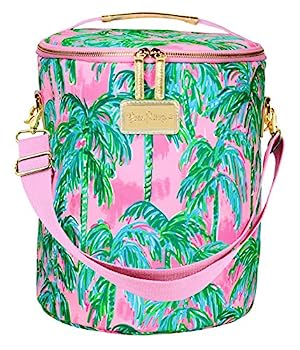 【中古】【輸入品・未使用】Lilly Pulitzer Pink/Green Insulated Soft Beach Cooler with Adjustable/Removable Strap and Double Zipper Close, Suite Views