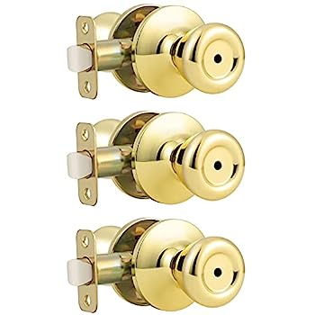 【中古】【輸入品・未使用】GOBEKOR プライバシードアノブ インテリア 光沢真鍮 キーレスインテリアドアノブ 寝室 バスルーム チューリップ プライバシードアロック 3個パッ｜スカイマーケットプラス