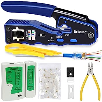【中古】【輸入品・未使用】Brileine LANネットワークケーブルテスター RJ45 クリンプツール パススルーイーサネットクリンパー Cat5 Cat5e CAT6 クリンピングツールキット