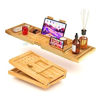 【中古】【輸入品・未使用】折りたたみ式&拡張可能な竹製バスタブキャディ 収納バッグ付き 20,528円