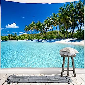 【中古】【インポート品・未当て嵌める】YISURE オーシャンビーチタペストリー 飾りつけ 120x90in