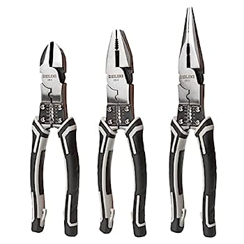 【中古】【輸入品・未使用】DELIXI プライヤーセット 高レバレッジ 3本 ワイヤーストリッパーとサイドカッター付き ニードルノーズプライヤー 9インチ コンビネーションプラ