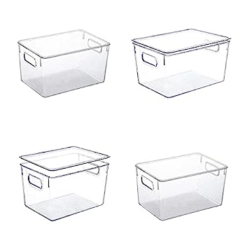 【中古】【輸入品・未使用】コントロールキッチン 透明プラスチックストレージビン 蓋付き (4個パック)