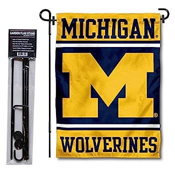 【中古】【輸入品・未使用】College Flags & Banners Co. ミシガンウルヴァリンズ ガーデンフラッグ スタンドホルダー付き