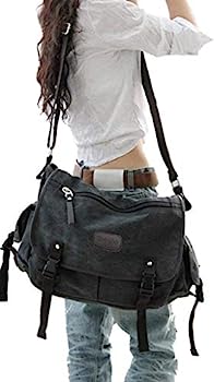 【中古】【輸入品・未使用】[アップグレード] ヴィンテージキャンバスメッセンジャーバッグ 大きな本 ノートパソコン ショルダー スクールバッグ レディース メンズ｜スカイマーケットプラス