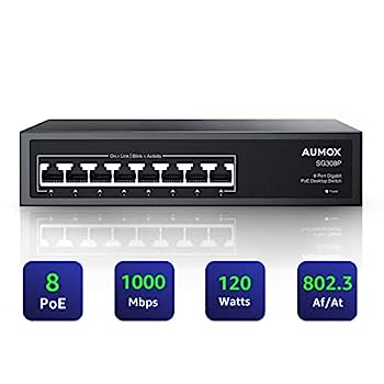 【中古】【輸入品・未使用】Port Gigabit PoE Switch, 8 Port PoE 120W, Gigabit Ethernet Unmanaged Network Switch, Plug and Play, Sturdy Metal Housing, Traffic Optim
