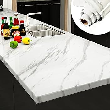 【中古】【輸入品・未使用】YENHOME 大理石 剥がして貼る壁紙 Lサイズ 17.7 x 394インチ 大理石 ホワイト 接触ペーパー キャビネット カウンタートップ キッチン壁紙 粘着性