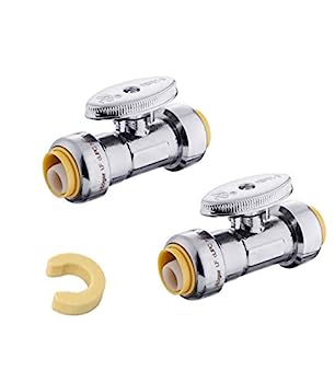 【中古】【輸入品・未使用】EFIELD プッシュフィット 1/4ターンストレートストップバルブ水シャットオフ 1/2インチのプッシュX1/2インチプッシュ、クローム 切断クリップ付|スカイマーケットプラス