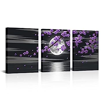 【中古】【輸入品・未使用】HOMEOART 3ピース パープル 梅の花 木の絵画 バスルーム装飾 壁アート 額入り すぐに掛けられる 12インチx16インチx3点 (パープル)｜スカイマーケットプラス