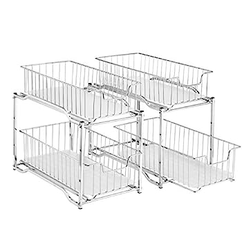 【中古】【輸入品・未使用】Simple Trending 2パック 積み重ね可能 2段 シンク下 キャビネット オーガナイザー スライド式収納引き出し クローム 21,236円