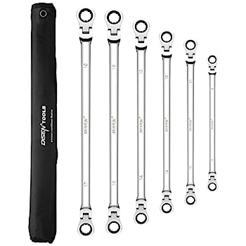 【中古】【輸入品・未使用】DISEN エクストラロングフレックスヘッドラチェットレンチセット 6個 ダブルボックスエンド ロングリーチラチェットレンチセット メトリック 8-1