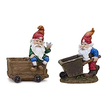 【中古】【輸入品・未使用】Melrose ノーム 2個セット 手押し車&ワゴンのフィギュア付き