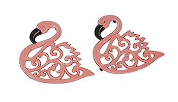 【中古】【インポート品・未当て嵌める】鋳鉄サクラ色フラミンゴかざり付ける三脚架ホームキッチンアクセサリー 2個仕掛ける