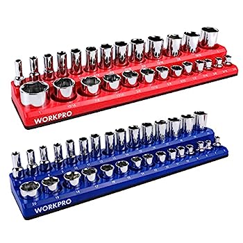 【中古】【輸入品・未使用】WORKPRO 3/8インチ マグネットソケットオーガナイザーセット SAE&メトリックソケットホルダー 2個 52個の標準およびディープソケットをツールボ