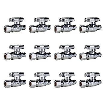 【中古】【輸入品・未使用】SUNGATOR ストレートストップバルブ 12個 3/8インチ 圧縮 X 1/2インチ PEX 1/4インチ クロムメッキ真鍮 鉛フリー