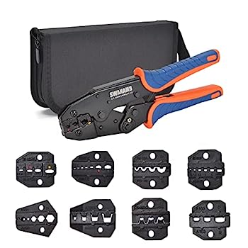 【中古】【輸入品・未使用】SWANAMB ワイヤ圧着ツールセット ラチェット式ワイヤクリンパーツール 交換可能なダイス9個付き エンドスリーブフェルールと絶縁非絶縁コネクタ|スカイマーケットプラス