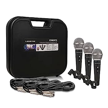 【中古】【輸入品・未使用】Sound Town 3ピース プロフェッショナル ハンドヘルド ダイナミック マイクキット キャリーケース付き マイククリップ 26フィート XLR - 1/4イン｜スカイマーケットプラス