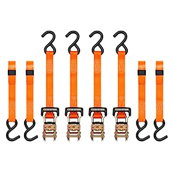 【中古】【輸入品・未使用】SmartStraps ラチェットストラップ 10フィート パッド入り ラチェット 高耐久性 4個入り 3,000ポンド オレンジ