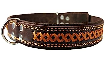 【中古】【インポート品・未当て嵌める】High Quality Genuine Leather Braided Dog Collar, Brown 1.6 Wide. Fits 19-24 Neck. by Dogs My Love
