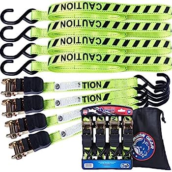 【中古】【輸入品・未使用】Ratchet Tie Down Straps 19足4パックBisonギアで高い可視性抗UV 1800lb Heavy Duty Cargoストラップ人間工学ゴムグリップ&コーティングDeep Sフ|スカイマーケットプラス