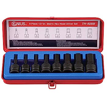 【中古】【輸入品・未使用】Genius Tools 8個入り 1/2インチ Dr. Metric 六角インパクトビットソケットセット (CR-Mo) - TH-408M