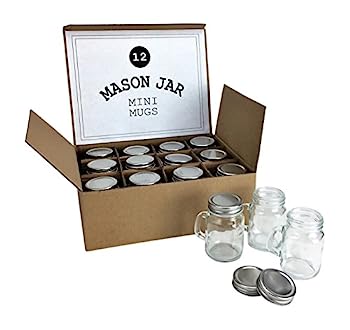 【中古】【輸入品・未使用】Mason Jar 4 Ounce Mugs - Set of 12 Glasses With Handles And Leak-Proof Lids - Great For Gifts, Drinks, Favors, Candles And Crafts