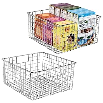 【中古】【輸入品・未使用】mDesignキッチンパントリー整理ワイヤバスケットハンドル付き、12?" x 12?" x 6?"???2パック、クロム|スカイマーケットプラス