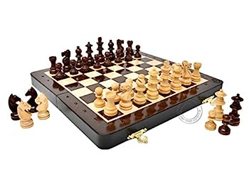 【中古】【輸入品・未使用】House of Chess - 10インチ 木製磁気折りたたみトラベルチェスセット/ボード 追加のナイト2個 追加ポーン2個 クイーン2個 代数表記 - ハンドメイ
