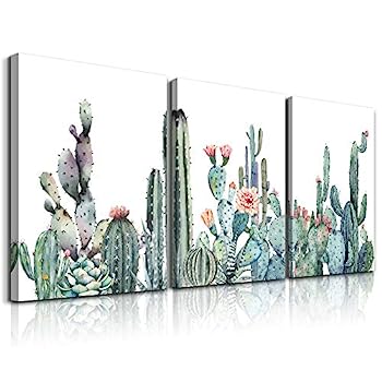 【中古】【輸入品・未使用】キャンバスウォールアート 寝室 リビングルーム キャンバスプリント アートワーク バスルーム 壁装飾 緑の植物 多肉植物 サボテン 花の絵画 12イ