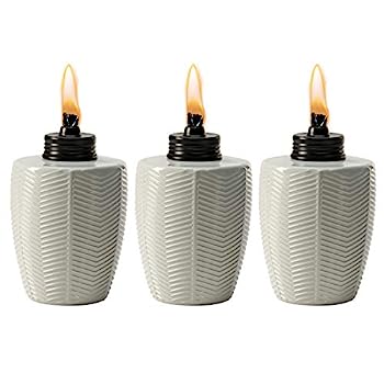 【中古】【インポート品・未当て嵌める】TIKI Brand Herringbone White Glass Tabletop Torch (Set of 3)
