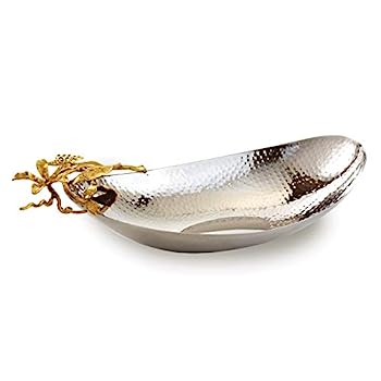 【中古】【インポート品・未当て嵌める】Elegance 蝶 猪牙型 サービングボウル 14inx8inx3.5in しろがね色/ゴールド