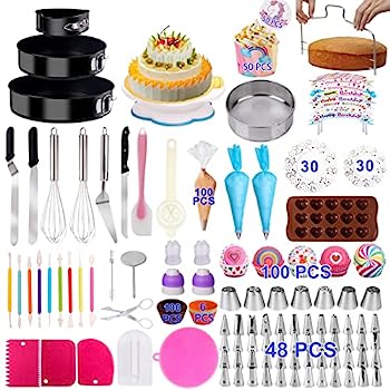 【中古】【輸入品・未使用】ケーキデコレーション用品 460点 ベーキングセット スプリングフォームケーキ型セット ケーキを回転させるターンテーブル ケーキデコレーション