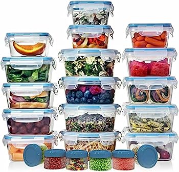 【中古】【輸入品・未使用】(シャゾ) Shazo 大容量セット 44個 食品保存容器 蓋付き 22個 プラスチック食品容器 蓋付き 密閉漏れ防止 簡単スナップロックランチボックス BPA