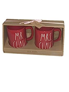 【中古】【インポート品・未当て嵌める】Rae Dunn by Magenta LL 赤いこと Mr. and Mrs. Claus マグカップ 2個書き割り