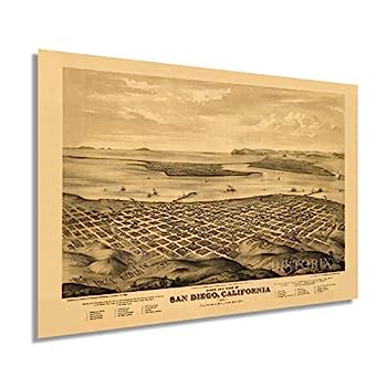 【中古】【インポート品・未当てはめる】HISTORIX ヴィンテージ 1876 サンディエゴ軍用地図貼り出し - 24 x 36in ビンテージマップ 黄金州州サンディエゴ壁かざり付ける芸術 - サンデ
