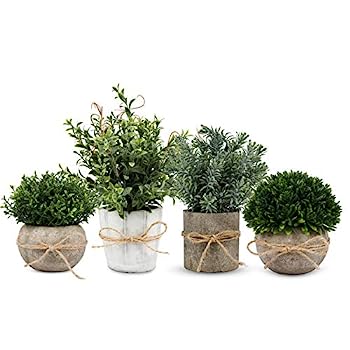 【中古】【輸入品・未使用】ミニ植物 人工鉢植えセット 4個